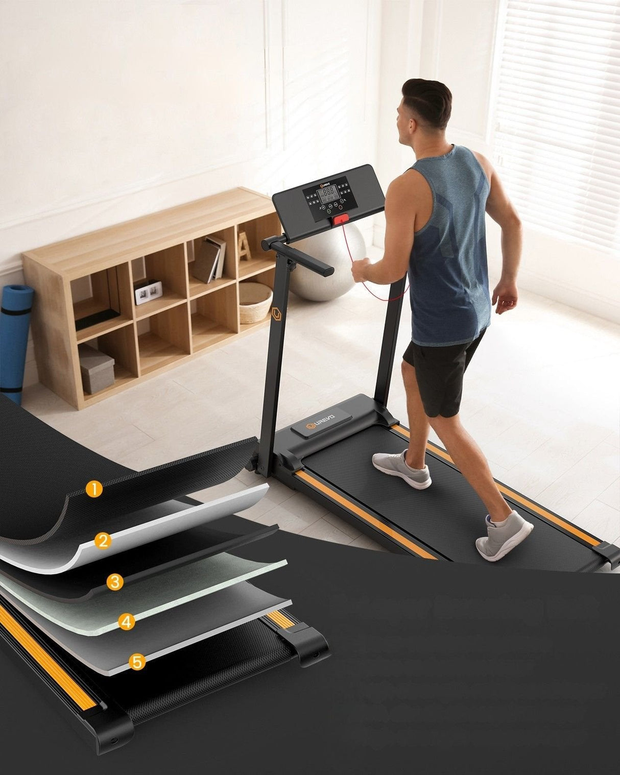 EAN 6975165000421 - Urevo Foldi Mini black cinta de correr 1002 x 410 mm 10 kmh imagen 9