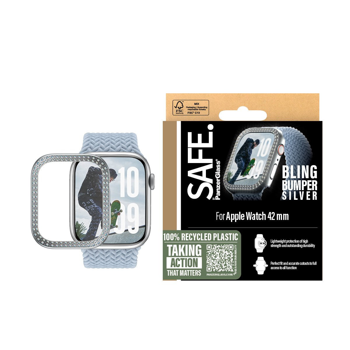EAN 5715685003776 - PanzerGlass SAFE. by ® Bling Bumper Silver Apple Watch Series 11 | 10 | 42mm funda para teléfono móvil Pl imagen 2