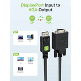 Techly 1.8m Vga/Displayport 1,8 M Vga (D-Sub) Negro