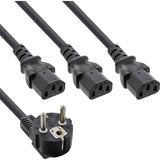 Cable De Alimentación En Y Inline 1x Enchufe Tipo F A 3x Enchufe Iec Negro 1m