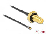 Delock 12661 Antena Cable Rp-Sma Mampara Hembra A I-Pex Inc., Mhf® 4l Lk Macho 1.37 50 Cm Longitud De Hilo 10 Mm A Prueba De Salpicaduras