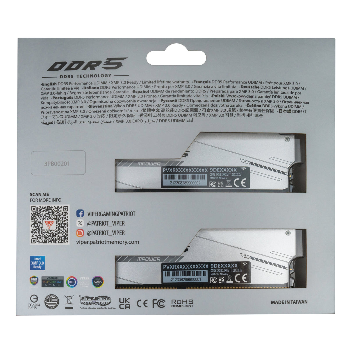 EAN 4711378427967 - Patriot Memory Viper Xtreme 5 RGB módulo de memoria 32 GB 2 x 16 GB DDR5 8000 MT/s 288-pin DIMM ECC imagen 12