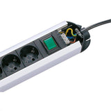 Regleta De Enchufes Bachmann Primo Alu, 3 Vías, Negra, 2,0 M, Con Interruptor