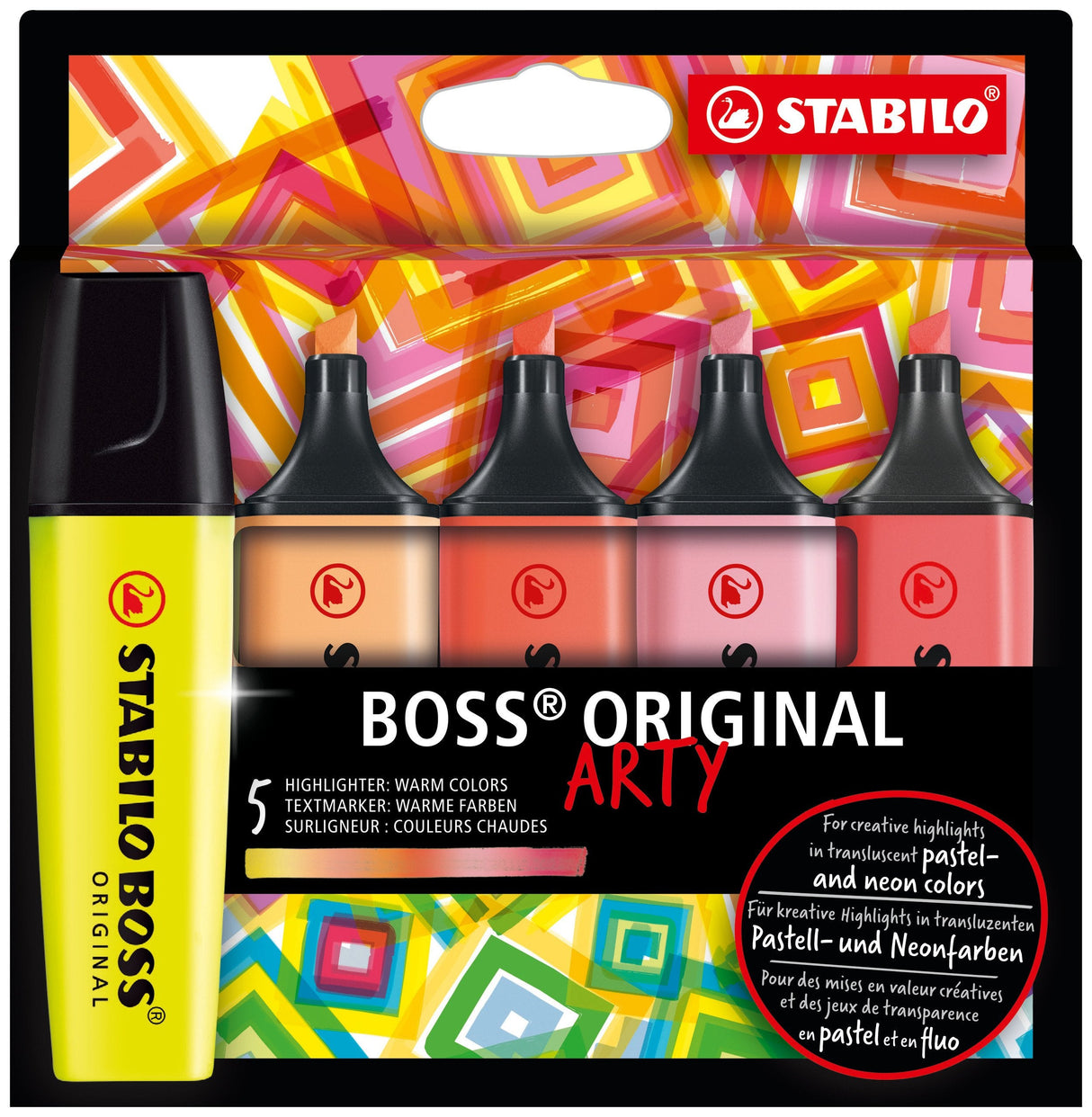 Stabilo Estuche 5 Marcadores Fluorescentes Arty Boss Original C/Surtidos Cálidos
