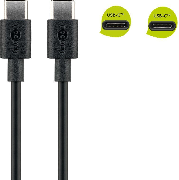 Cable De  2,00m Usb 2.0 480mbps Pd15w Usb-C Macho A Usb-C Macho Negro  Datos Y Carga