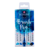 Talens Ecoline Rotuladores Brush Pen Punta Pincel Estuche De 5 Azul