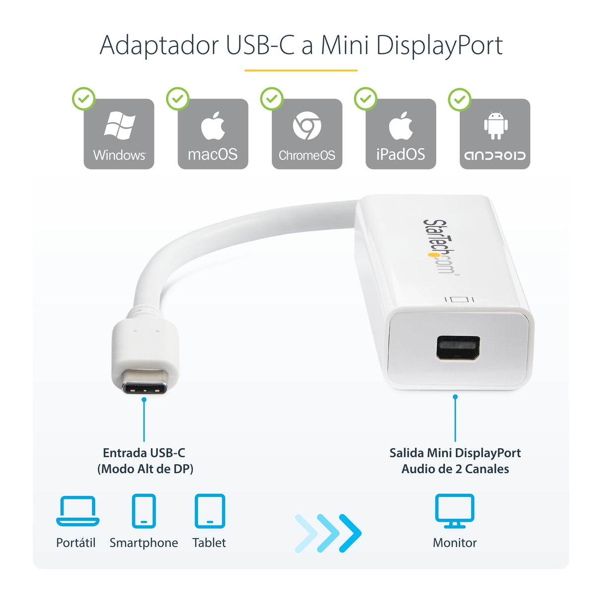 Startech Adaptador Usb-C A Mini Displayport Blanco