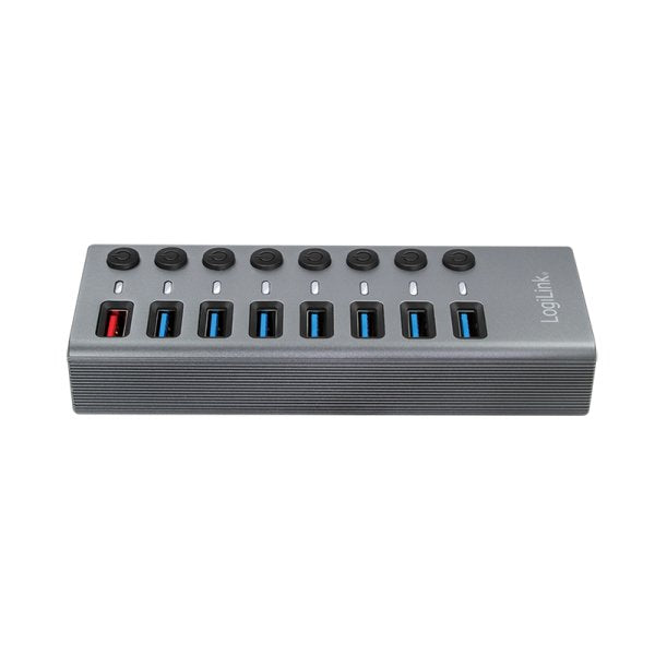 Usb Hub Logilink Usb 3.2 7+1 Port Aluminum Grey Switch For Each Port, On/Off