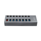 Usb Hub Logilink Usb 3.2 7+1 Port Aluminum Grey Switch For Each Port, On/Off