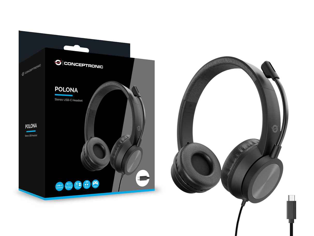 Auriculares Conceptronic Usb-C Mikro,Int.Bed.Mereo 2.0m Sw