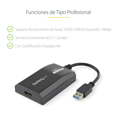 EAN 0065030857505 - StarTech.com USB32HDPRO Adaptador gráfico USB 1920 x 1200 Pixeles Negro imagen 9