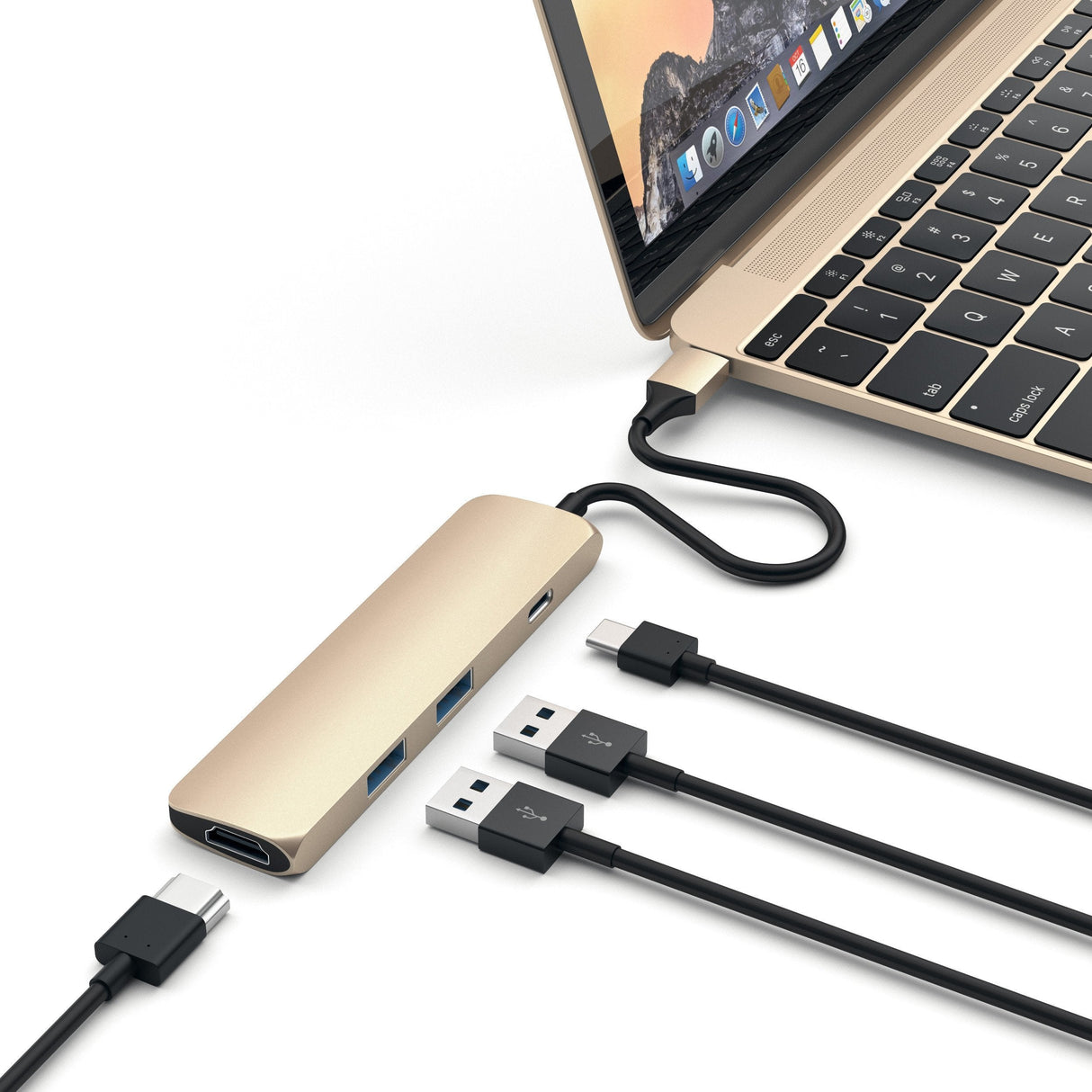 Satechi St-Cmag Base Para Portátil Y Replicador De Puertos Usb 3.2 Gen 1 (3.1 Gen 1) Type-C Oro