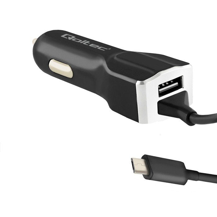 Qoltec 50143 Cargador De Coche   12v-24v   5v 3.4a   Usb + Micro Usb