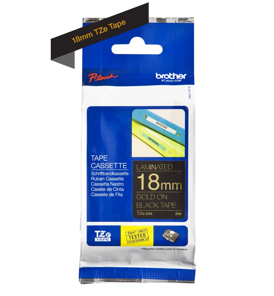 Brother Cinta Laminada Negro/ Oro 18mm