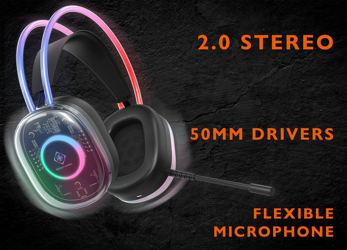 Auriculares Deltaco Gaming Rgb Beleuchtet Halbtransparente