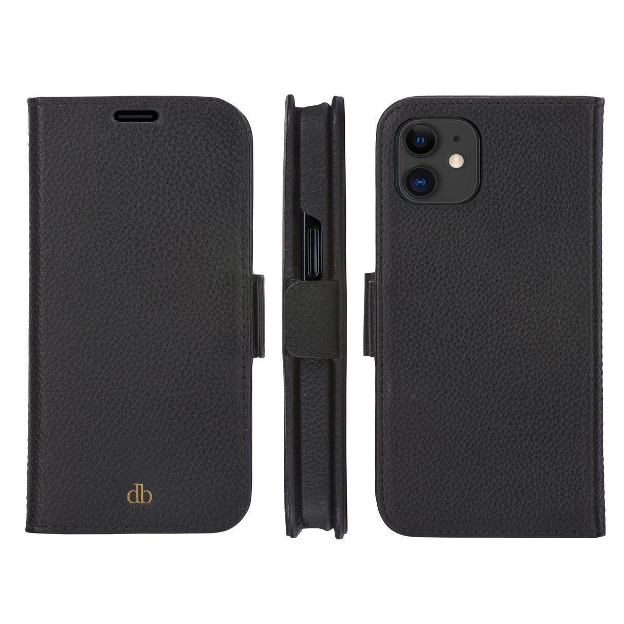 Dbramante1928 New York Funda Con Tapa Para Teléfono Móvil 2 En 1 Cuero Pebble De Grano Completo Negro Noche Para Apple Iphone 11 Xr