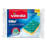 Vileda Glitzi Always Clean 2 Esponjas Abrasivas, Amarillo/Verde