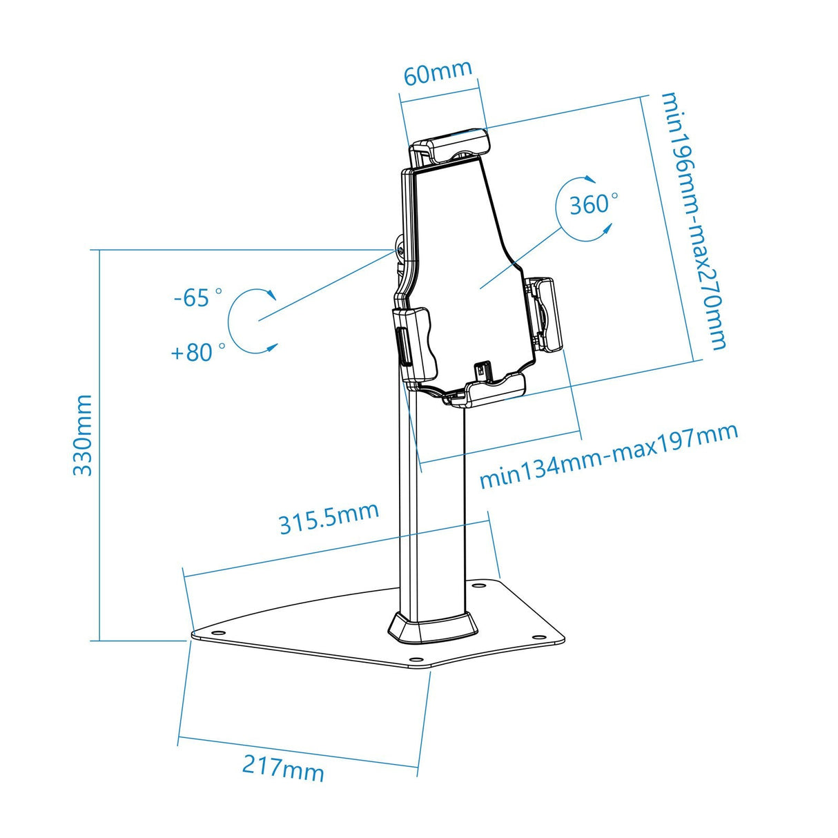 Tooq Soporte De Sobremesa Profesional Ajustable Para Tablet De Entre 7.9? A 10.5? - Incluye Candado Antirrobo -