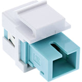 Adaptador Snap-In Keystone De Fibra Óptica Inline Blanco, Símplex Sc/Sc, Mm, Aguamarina, Manguito Cerámico