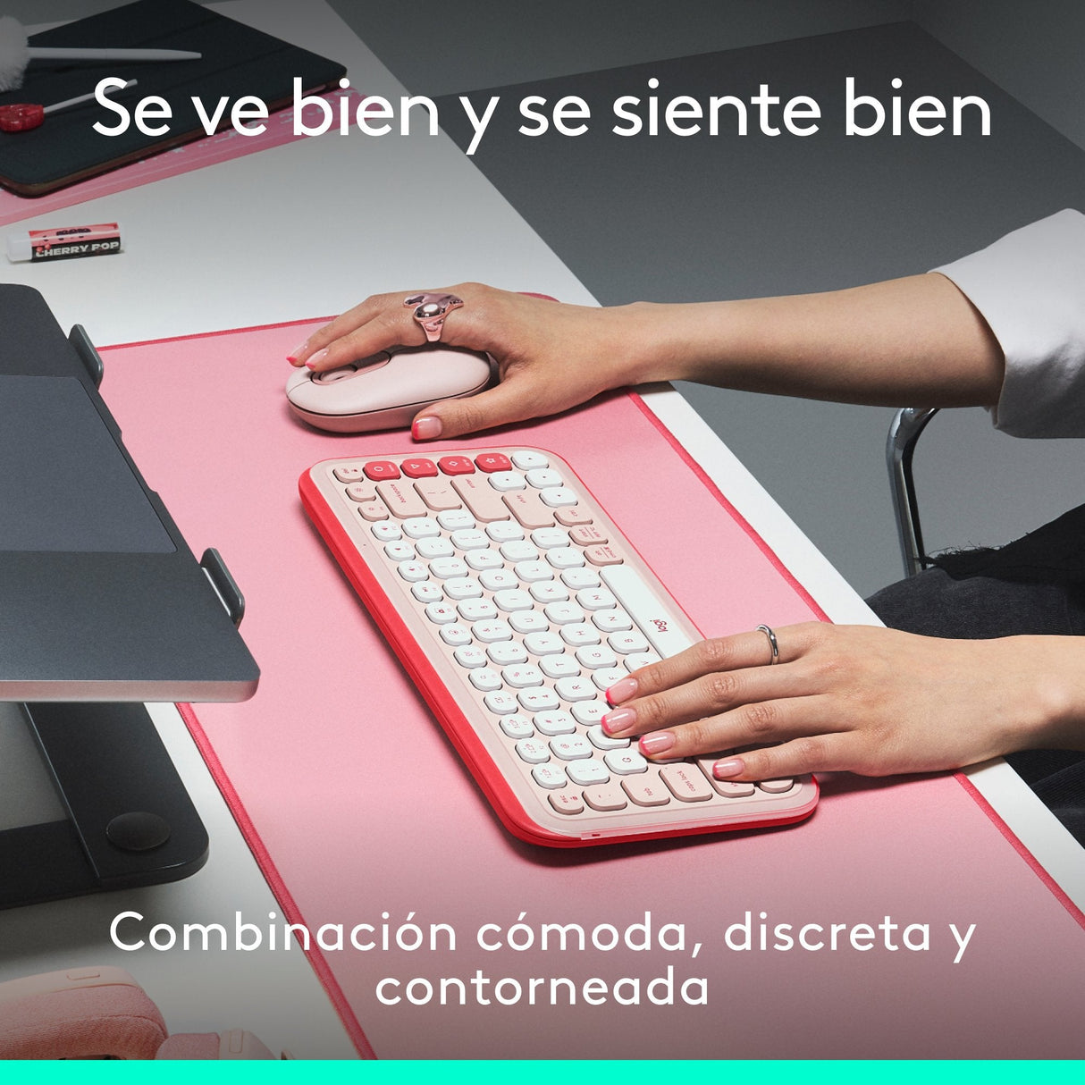 Teclado Español + Ratón Logitech Pop Icon Combo, Bluetooth - Rosa