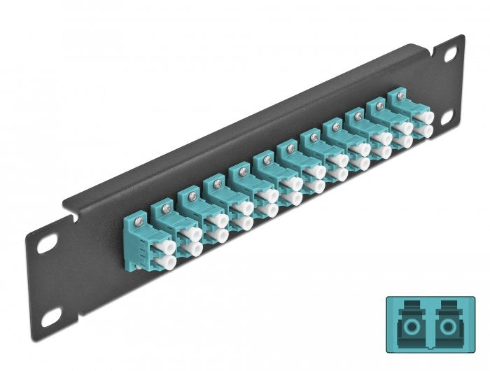Delock 66768 Panel De Conexión De Fibra Óptica De 10" De 12 Puertos Lc Duplex Aguamarina 1u Negro