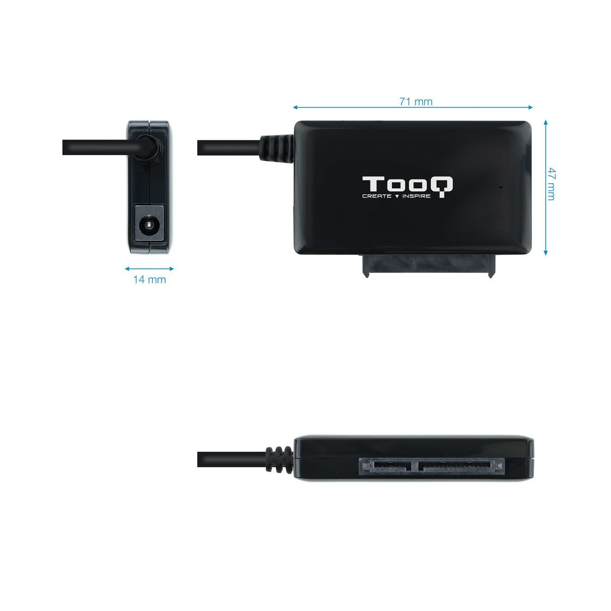 Tooq Adaptador Usb 3.0 Usb-A A Sata Para Discos Duros De 2.5? Y 3.5? Con Alimentador - Negro