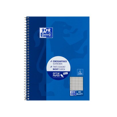 Oxford Collegeblock A5+ 80 Blatt Kariert Rand Links