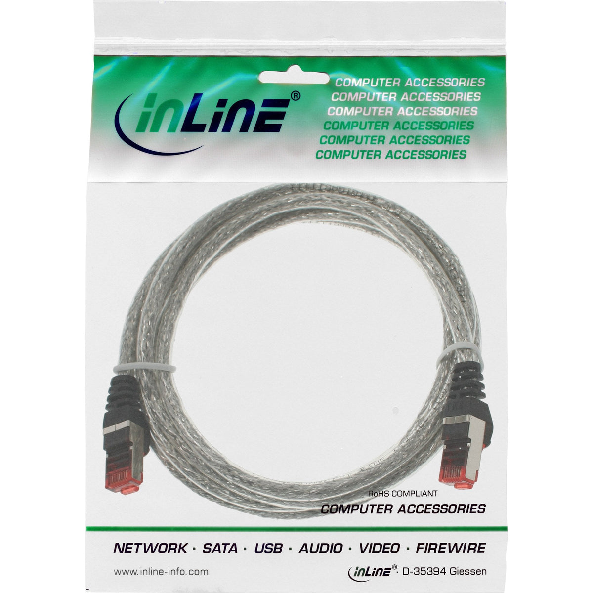 Cable De Red Inline S/Ftp Pimf Cat.6 250mhz Pvc Cobre Transparente 2m