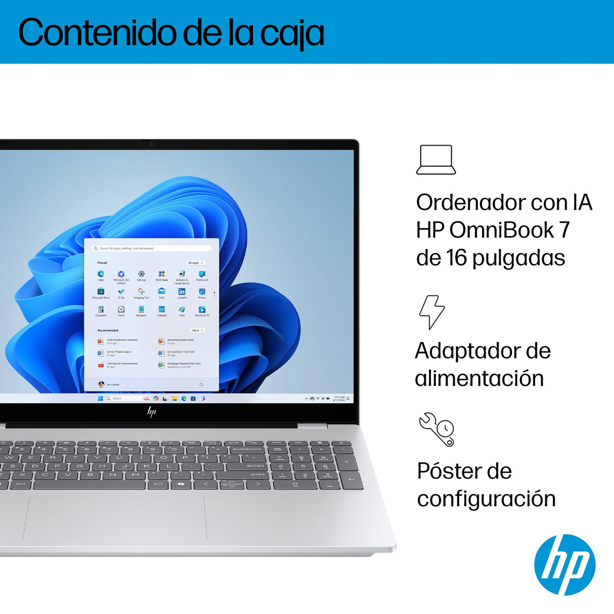Portátil Hp Omnibook 7 Ai 16-Ay0004ns Intel Core Ultra 7-255h 32gb 1tb Ssd Geforce Rtx 4050 16' Win11