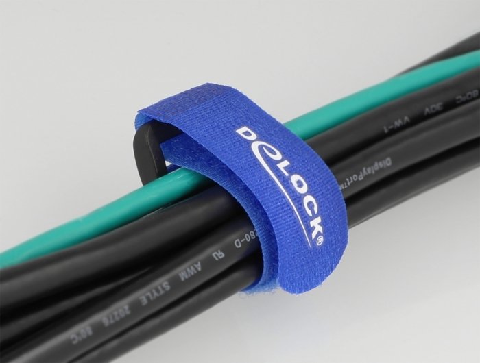 Delock Klett-Cablebinder Mit Schlaufe L 280 X B 38 Mm Blau 3 Stück