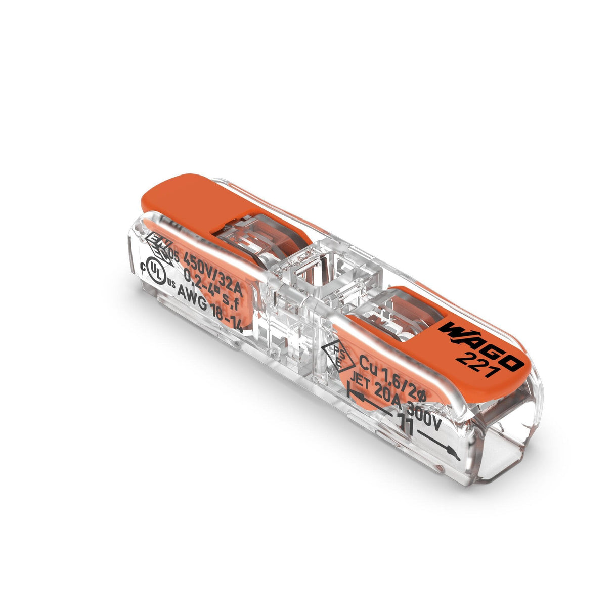 Wago 221-2411 Conector Naranja, Transparente