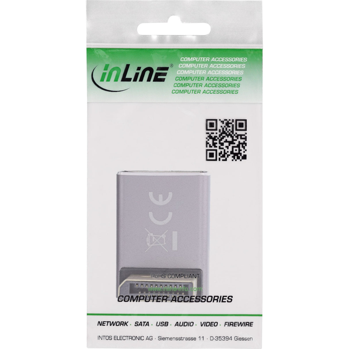 Inline® Displayport 1.4 Adapter, Displayport Male/Female, 90° Downwards, 8k Uhd