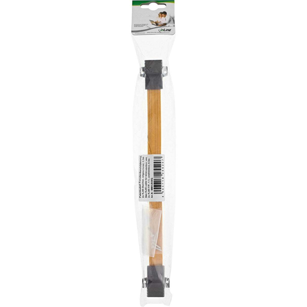 Cable Inline Slim Rj45 Para Ventanas/Puertas, 2x Rj45 H/F, 1:1, Sin Blindaje, 0,3 M