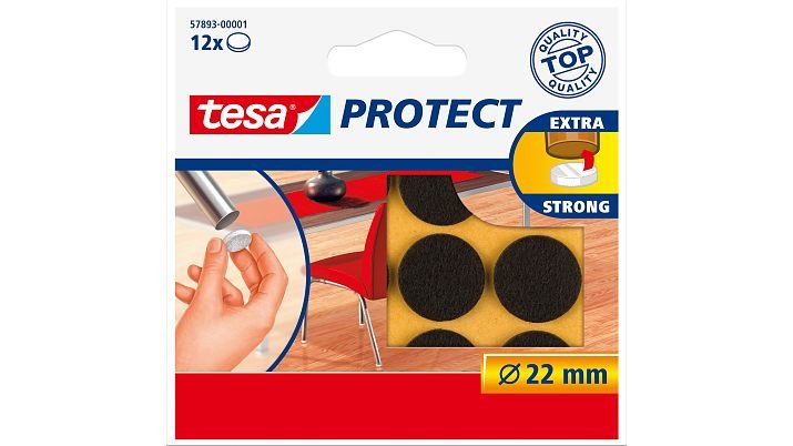 Deslizadores De Fieltro Tesa Protect Redondos 22 Mm Blancos 12 Piezas.