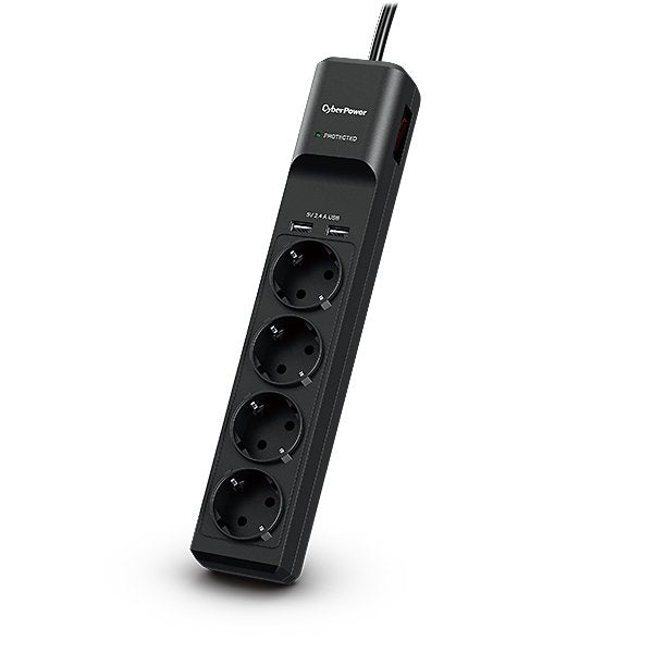 EAN 4712856275834 - CyberPower P0420SUD0-DE limitador de tensión Negro 4 salidas AC 200 - 250 V 1,8 m imagen 1