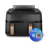 EAN 8720389049286 - Philips 5000 series NA552/00 freidora Doble 9 L Independiente 2750 W Freidora de aire caliente Negro, Oro imagen 2