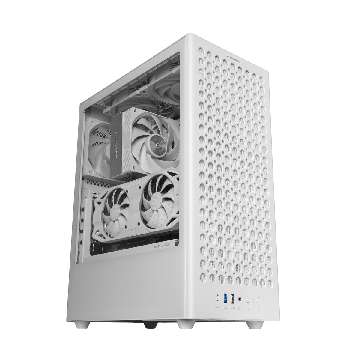 Caja Pc  Atx Mars Gaming Mc-T800 Frontal Airdot Mesh 4x Ventiladores Fdb Cablehatch Usb-C Blanco