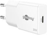 Cargador  20w Usb 1 Puert. Usb-C Blanco Gan Fc Pd Slimm Goobay