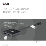 EAN 8719214472979 - CLUB3D CSV-1558 divisor de video USB Tipo C 2x HDMI imagen 2