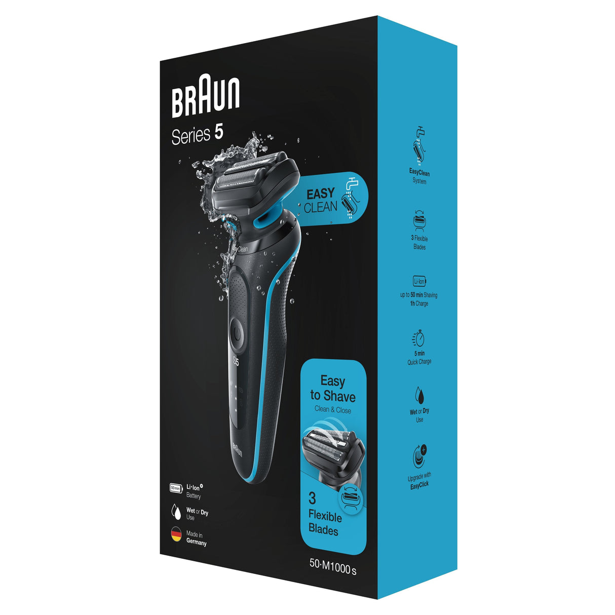 Afeitadora De Láminas Braun Series 5 50-M1000s Negro, Azul