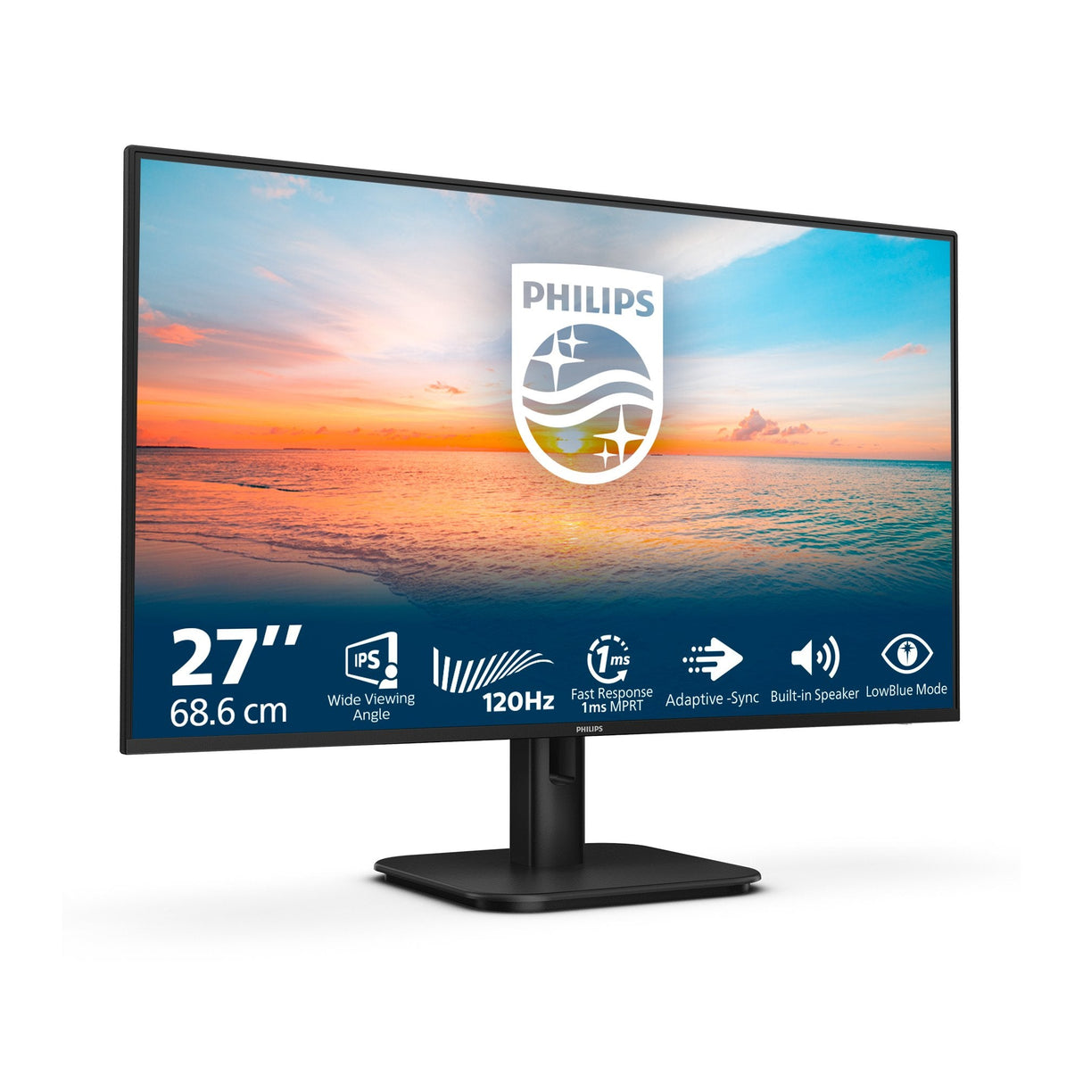 Monitor Philips 27" 275v8la/00 Ips Dp Hdmi Vga Fhd 120hz 1ms 300cd Vesa 2x4w Negro