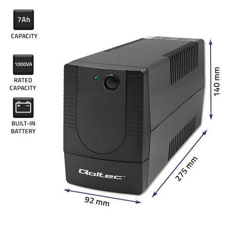 EAN 5901878537740 - Qoltec 53774 sistema de alimentación ininterrumpida (UPS) Línea interactiva 1 kVA 600 W 1 salidas AC imagen 11