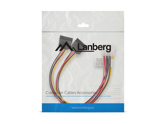 Lanberg Cable Duplicador De Alimentacion Molex Macho A 2x Sata Hembra  Ca-Hdsa-11cu-0030 30 CentaâMetros