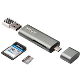 Lector De Tarjetas Externo Pny Usb Tipo-C  Microsd / Sd / Conexion Usb A/H  R-Tc-Ua-3n1e01-Rb