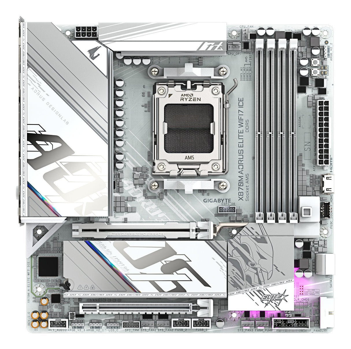 Placa Base Gigabyte X870m Aorus Elite Wifi7 Ice X870,Am5,Atx,Dd X870m A Elite Wf7 Ice  X870m A Elite Wf7 Ice