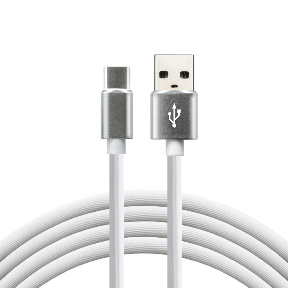 Cable Everactive Usb-C 1m - Blanco, Silicona, Soporte De Carga Rápida, 3a - Cbs-1cw