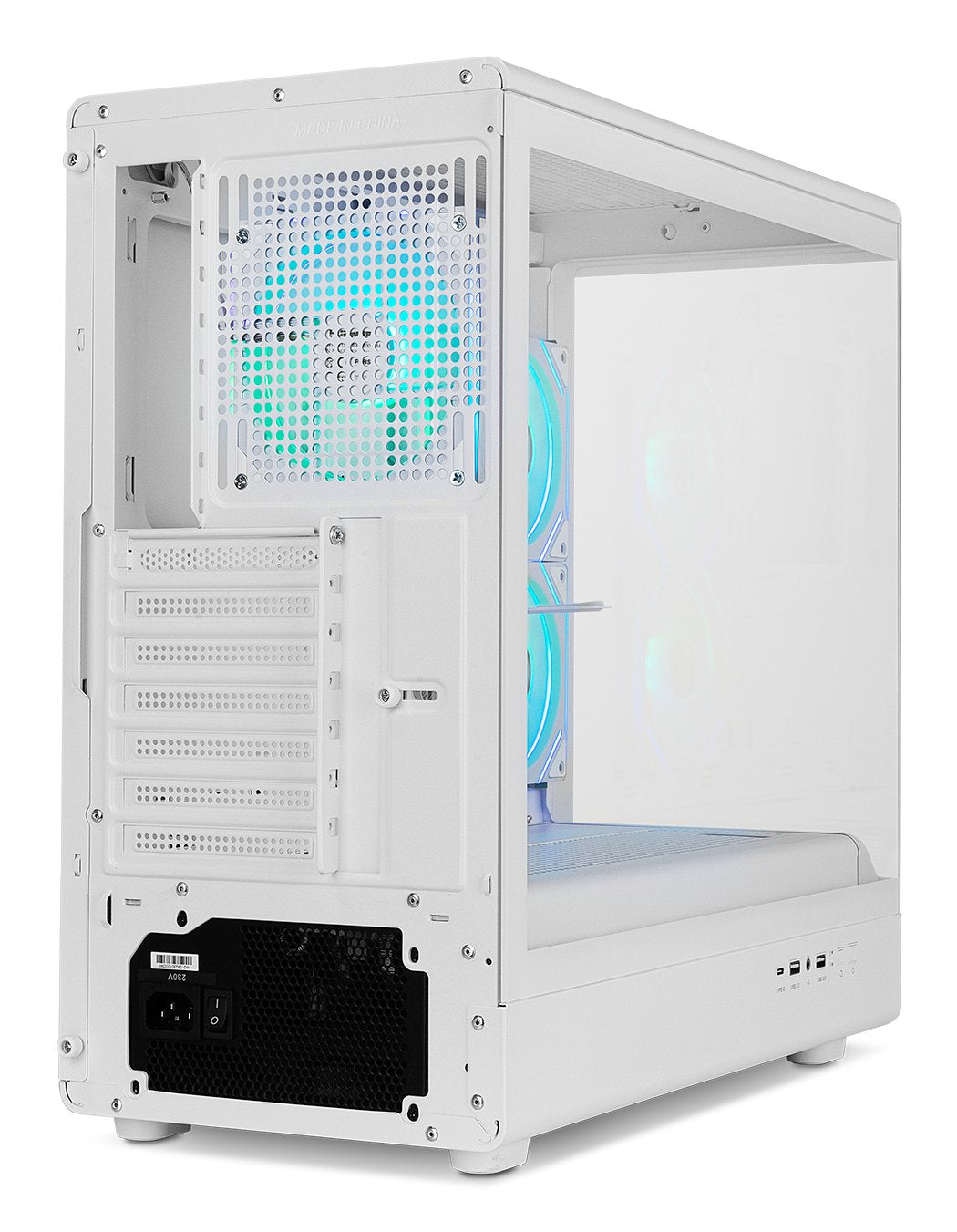 Caja Nox Semitorre Frameless Hummer Signal Argb Blanca Usb Type C