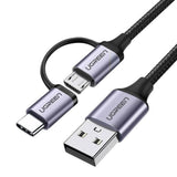 EAN 6957303838752 - Ugreen US177 cable USB USB 2.0 1 m USB A USB C/Micro-USB B 0,48 Gbit/s Negro, Gris imagen 1