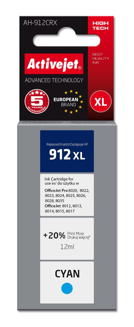 EAN 5901443119647 - Activejet Tusz AH-912CRX (zamiennik HP 912XL 3YL81AE; Premium; 990 stron; niebieski) cartucho de tinta 1  imagen 1