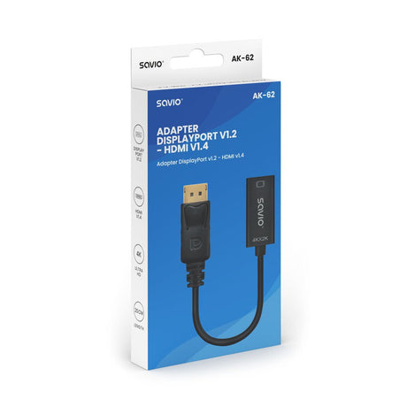 EAN 5901986048138 - Savio AK-62 adaptador de cable de vídeo 0,2 m DisplayPort HDMI Negro imagen 4